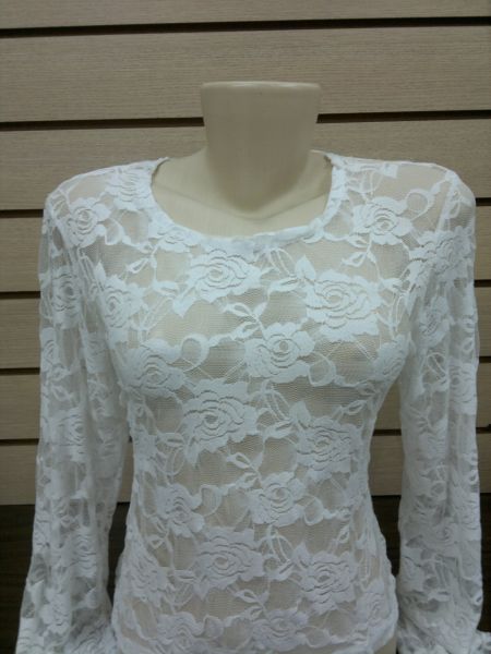 Blusa de Renda Branca M Ref.1694